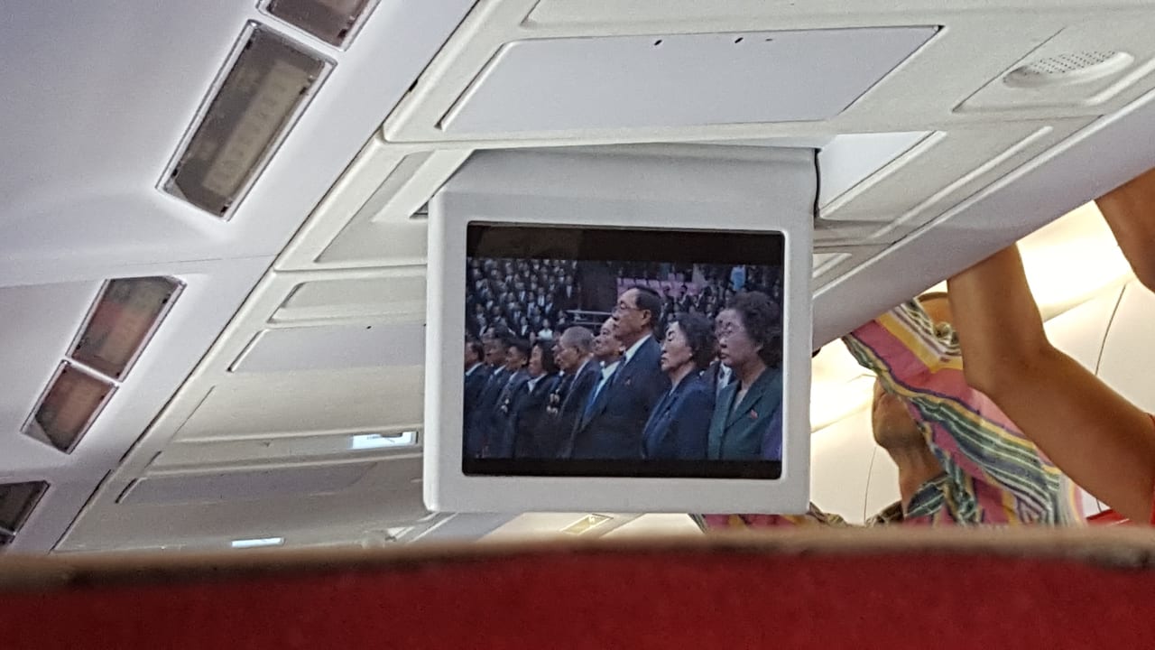 In-flight entertainment on Air Koryo.