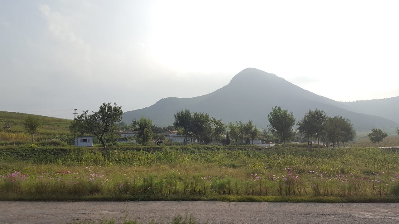The North Korean countryside from our bus drive to the DMZ.
