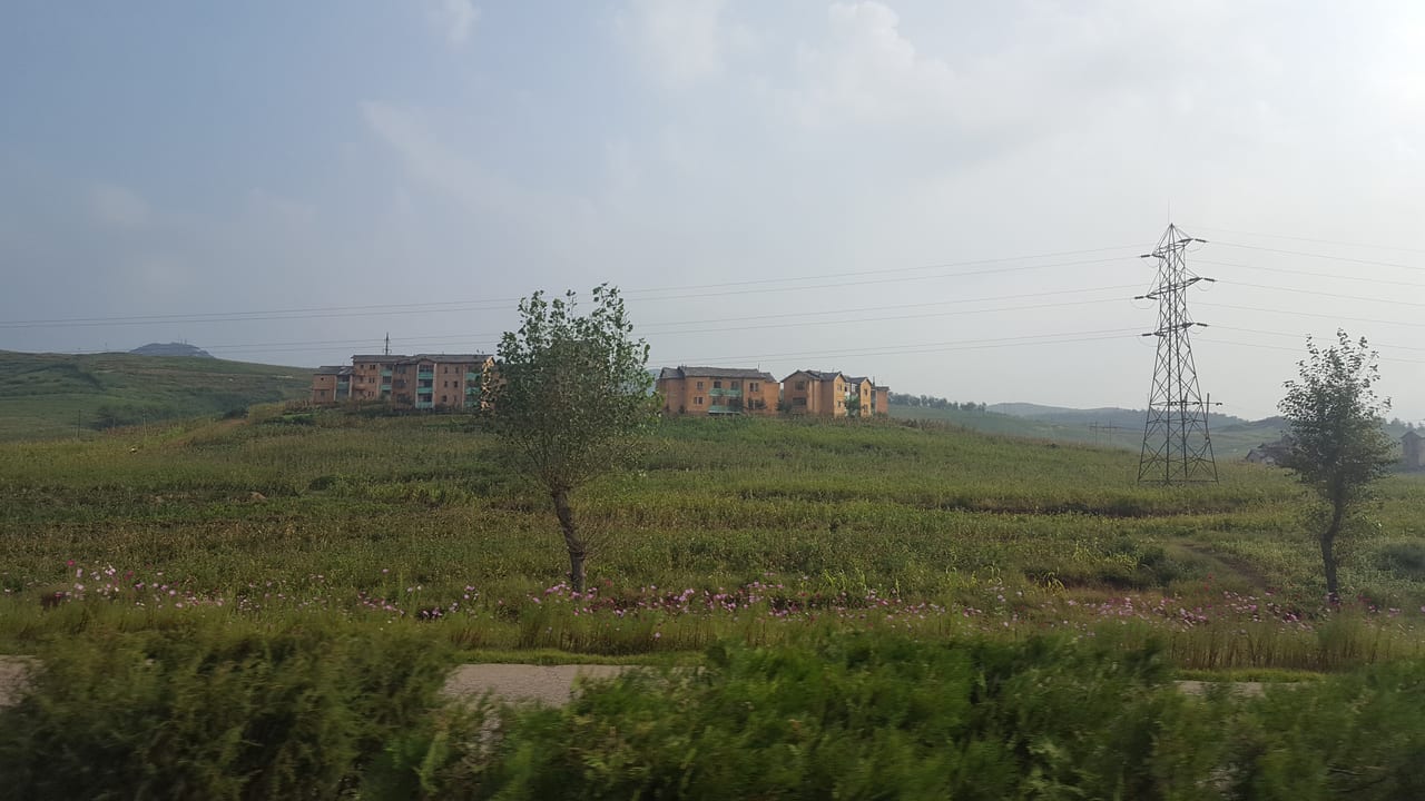 The North Korean countryside from our bus drive to the DMZ.