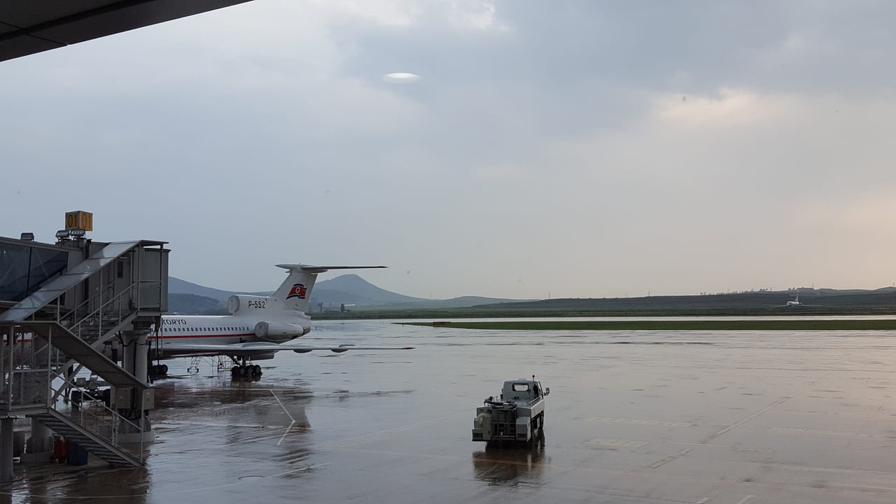 Looking out from our Pyongyang International Airport (FNJ) gate.