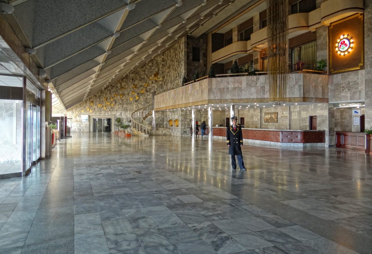Yanggakdo International Hotel lobby.