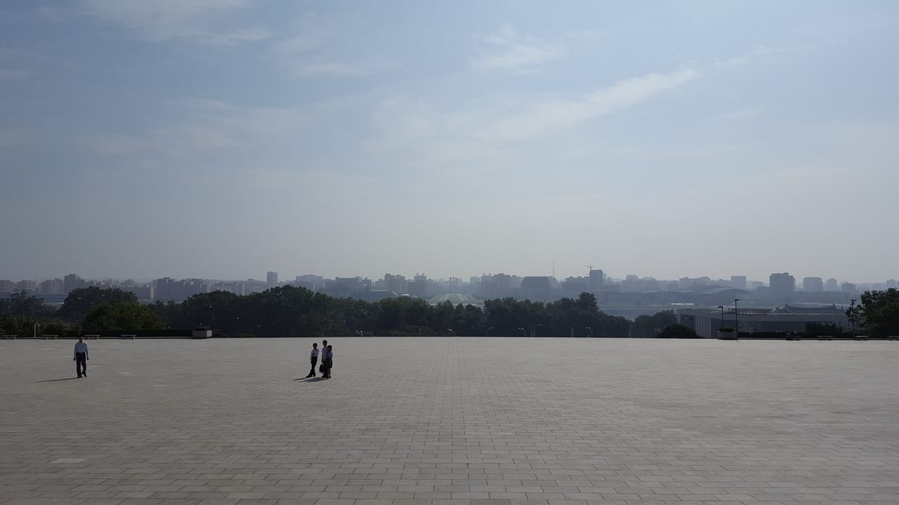 Looking back to the city from the Mansudae Grand Monument.