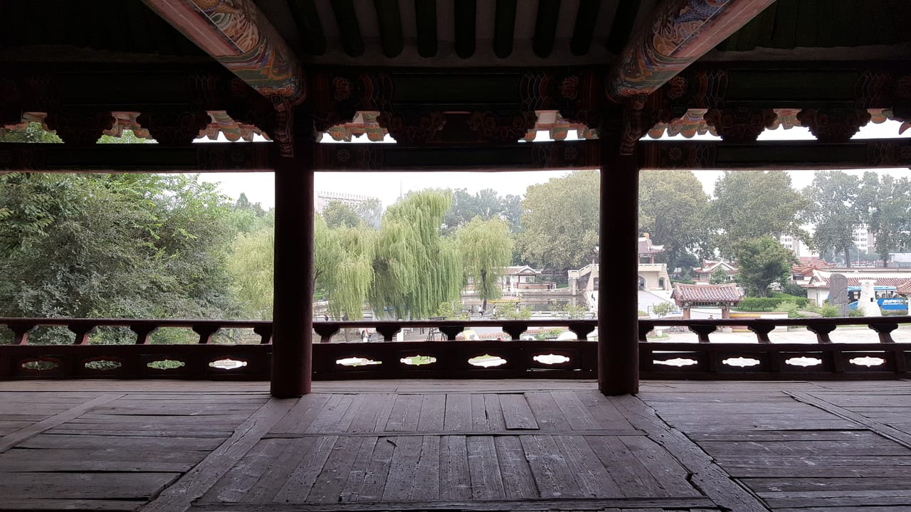 Walking around the Kyongam lake in Sariwon.
