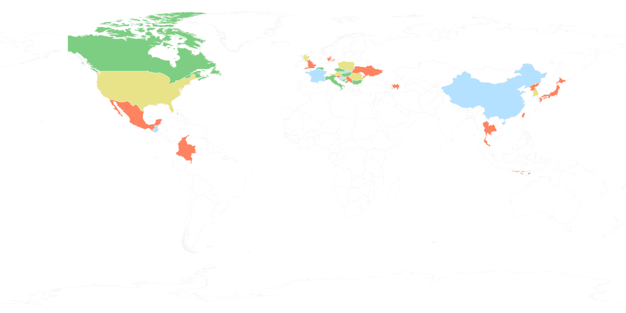 Travelers' Century Club map